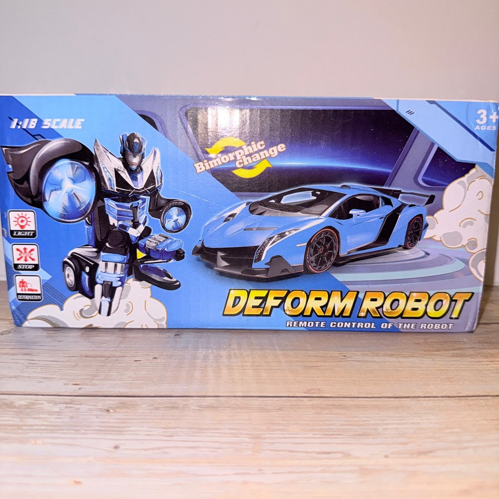 Deform Robot RC Car Kids 1:18 Blue NEW Transforming Sports Car NO.601